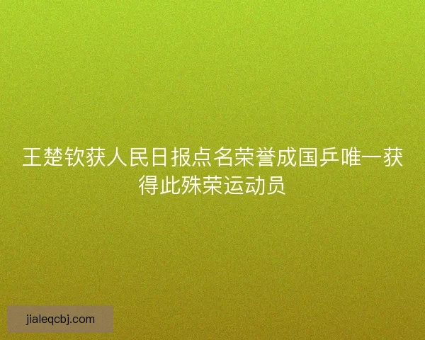 王楚钦获人民日报点名荣誉成国乒唯一获得此殊荣运动员