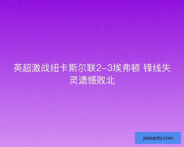 英超激战纽卡斯尔联2-3埃弗顿 锋线失灵遗憾败北